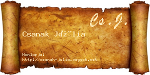 Csanak Júlia névjegykártya
